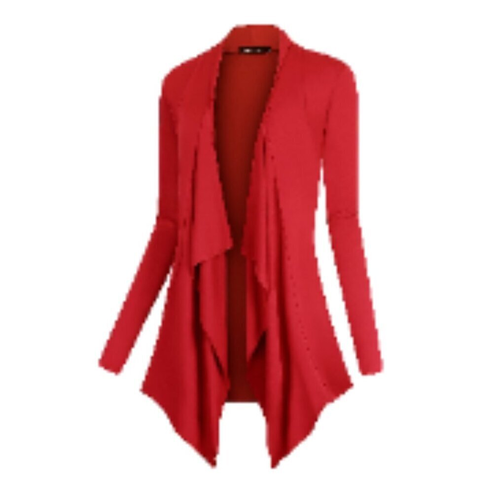 Slim Fit Drape Front Cardigan, Asymmetrical Hem, Lightweight Rayon Blend